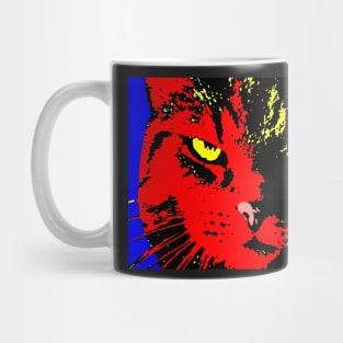 ANGRY CAT POP ART - RED YELLOW BLACK BLUE Mug